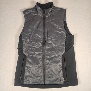 Smartwool Mens Vest Puffer Quilted Full Zip Sleeveless Jacket Gray Black Medium